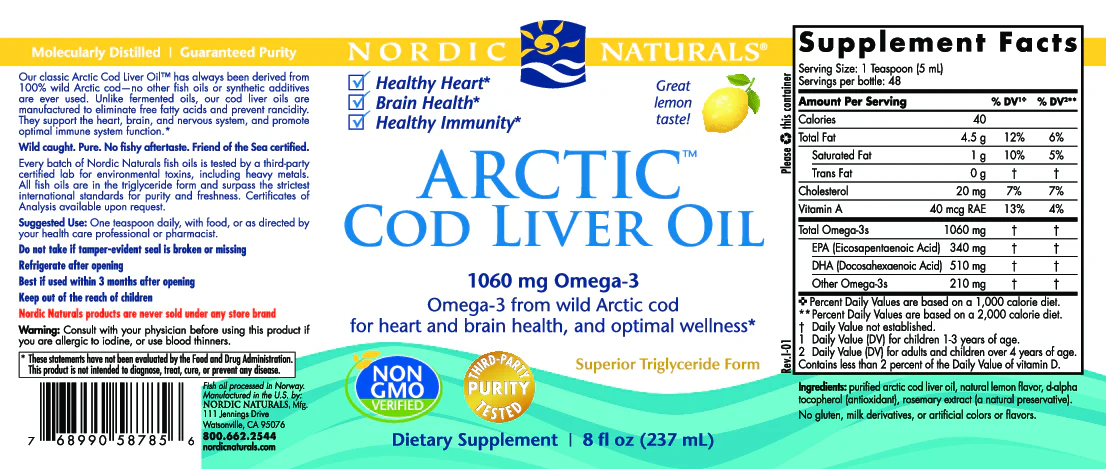 Nordic Naturals Arctic Cod Liver Oil Lemon 8 oz - Bild 3