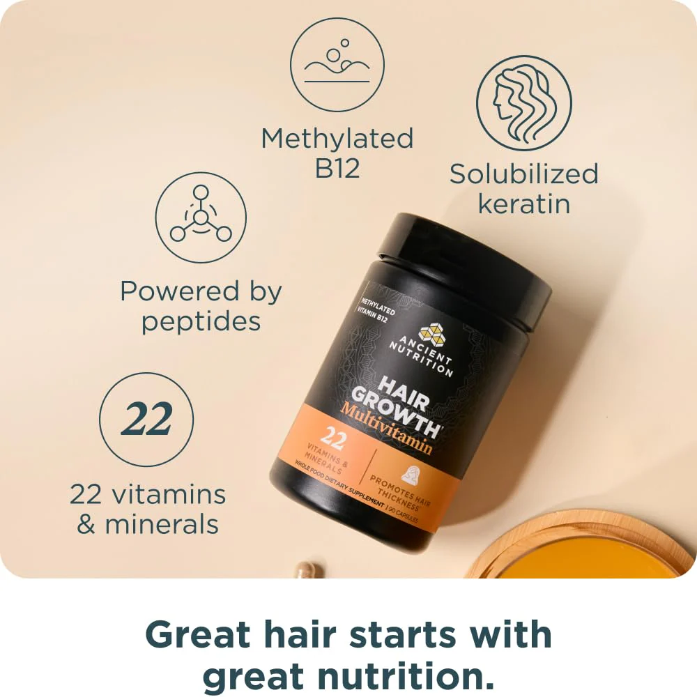 Ancient Nutrition Hair Growth Multivitamin – 90 Capsules - Bild 6