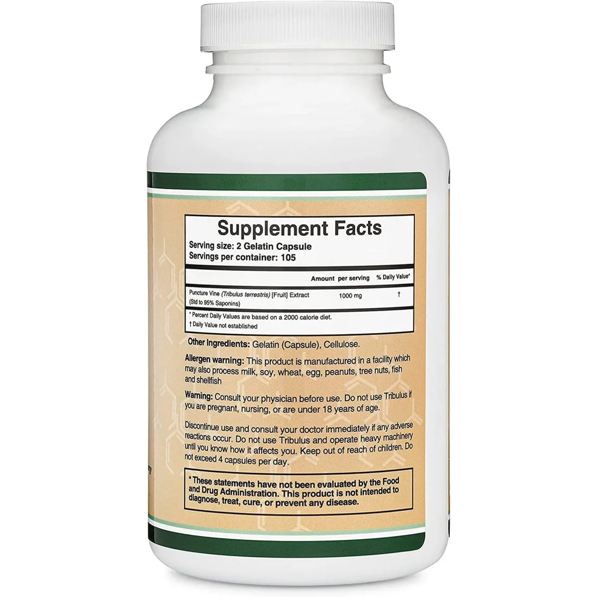 Double Wood Tribulus Terrestris for Men (Purest 95% Saponin Content) 210 Capsules - Bild 6
