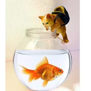 10INCH Aquarium Bowl Cute Orange CAT TOY look like NATURAL