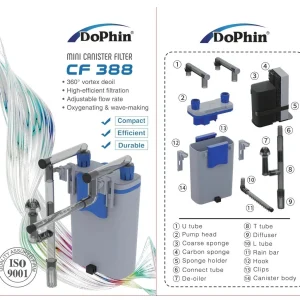 (CAA) DoPhin Mini Canister Filter CF-388 (~330 L/H & 80-90 L & 5.5 W)