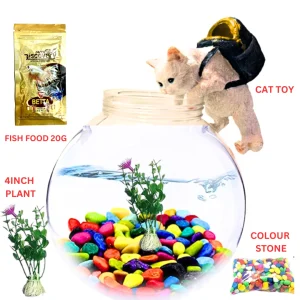10 INCH Aquarium Bowl,Cute White CAT Toy Look Like Natural