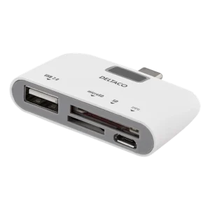 Deltaco USB-C SD-kortläsare vit